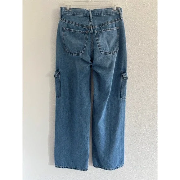Old Navy Jeans Womens 0 Blue Denim Wide Leg High Rise Preppy Y2K Capsule Boho - Picture 2 of 4
